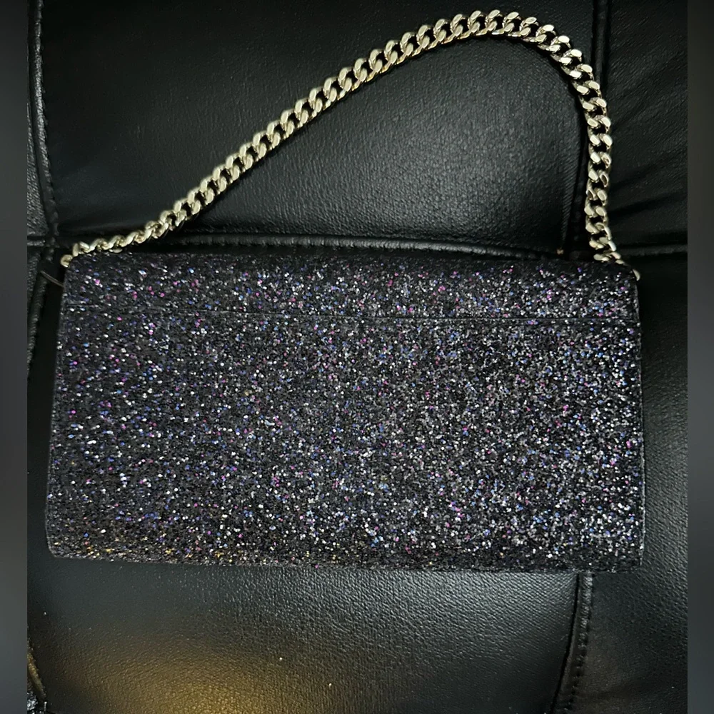 kate spade New York black w/multi colored glitter Milou Sunset Lane clutch. - Picture 2 of 5